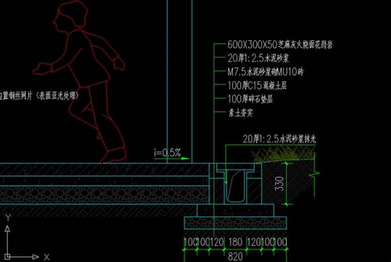 標(biāo)準(zhǔn)籃球場(chǎng)施工圖及籃球架、排水溝圖紙